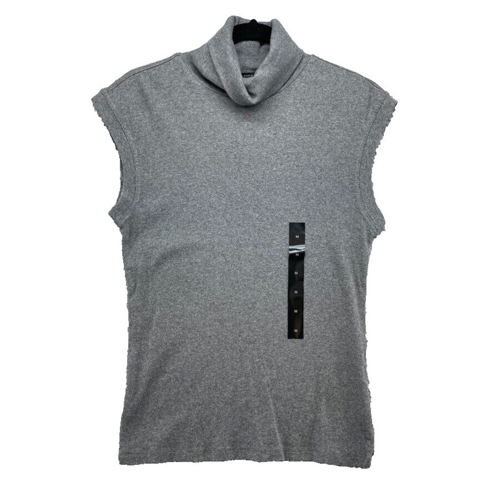 Banana Republic Short Sleeve 2x2 Ribbed Mock Neck Top Womensā Medium Gray